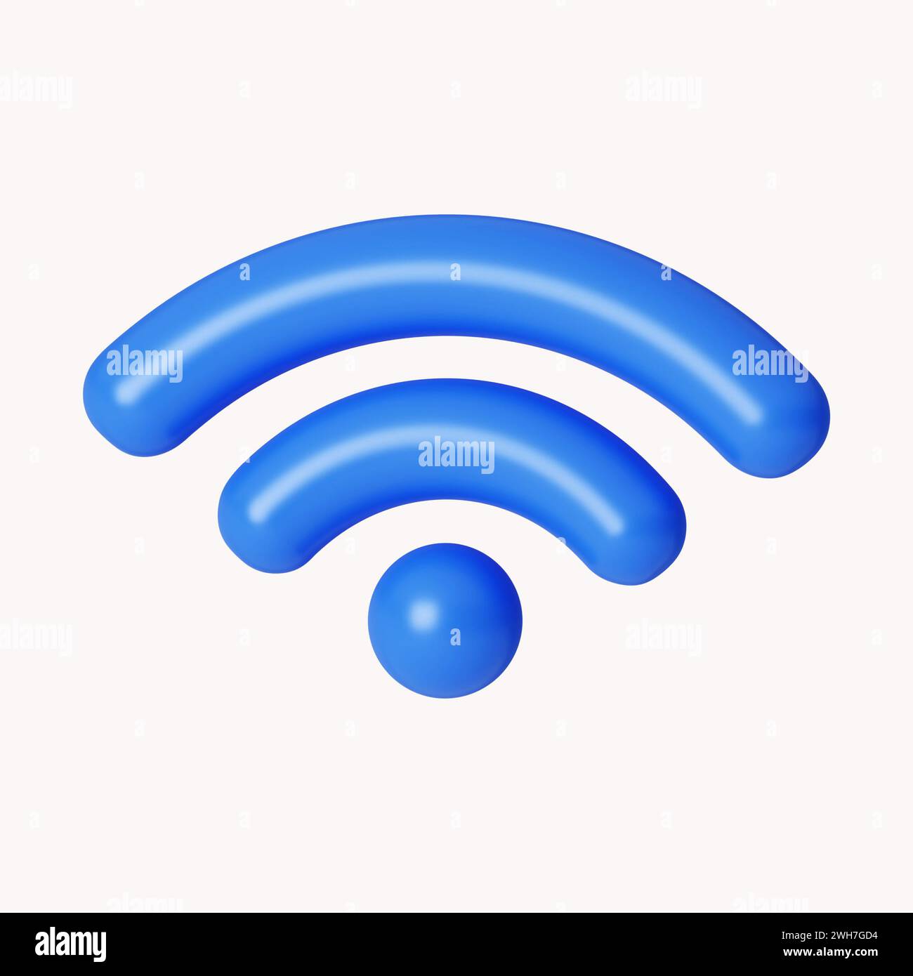 3d Wi Fi Wireless Network Symbol. icon isolated on white background. 3d rendering illustration. Clipping path. Stock Photo