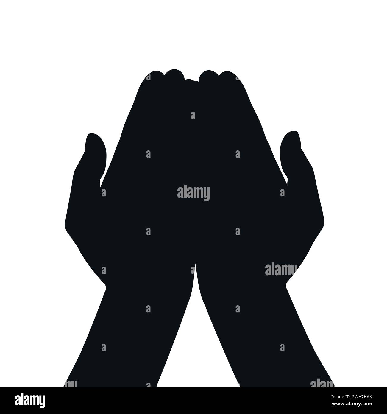 Giving or taking hand gesture. Silhouette of cupped hands with open palms. Hands carefully holding something. Vector illustration Stock Vector