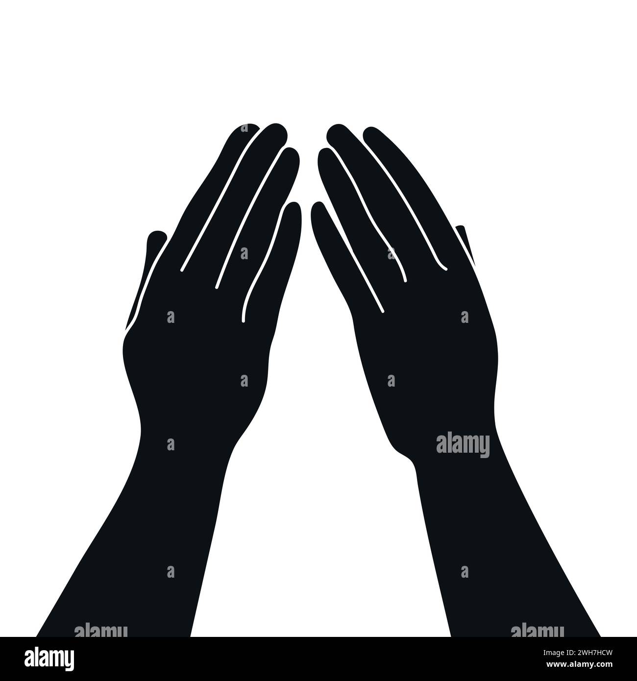 Silhouette of hands in covering gesture. Hand drawn vector illustration Stock Vector