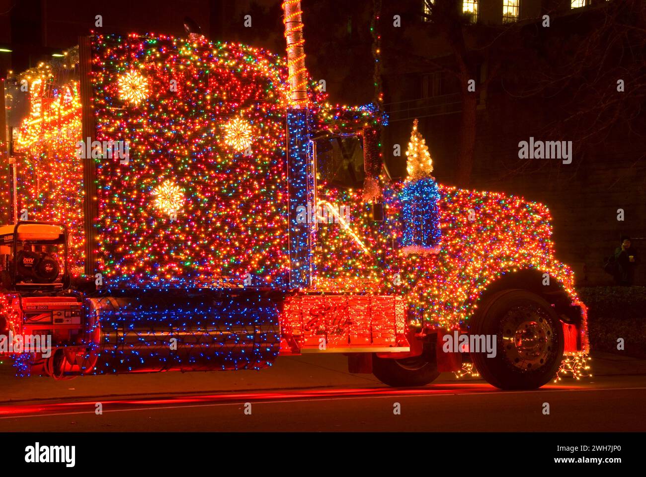 Truck in lights, Festival of Lights Holiday Parade, Salem, Oregon Stock Photo Alamy