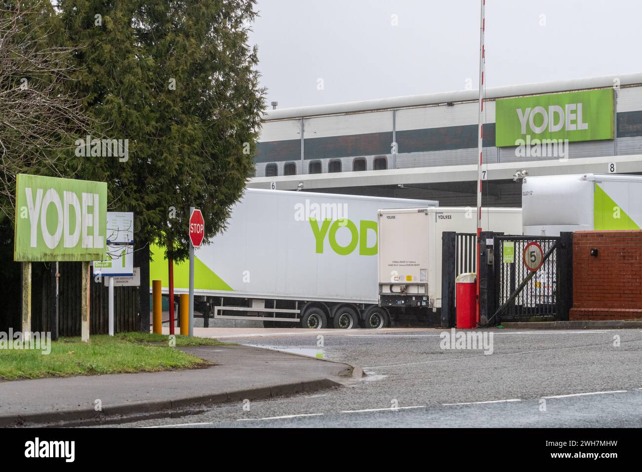 February 8th, 2024. Struggling parcel delivery firm Yodel is currently in talks over options for the company amid concern over the future of the business, which is owned by the Barclay family.  If the talks fail and no buyers are found, the administrators could be called in. Pictured: The Yodel depot in Farnborough, Hampshire, England, UK. Stock Photo