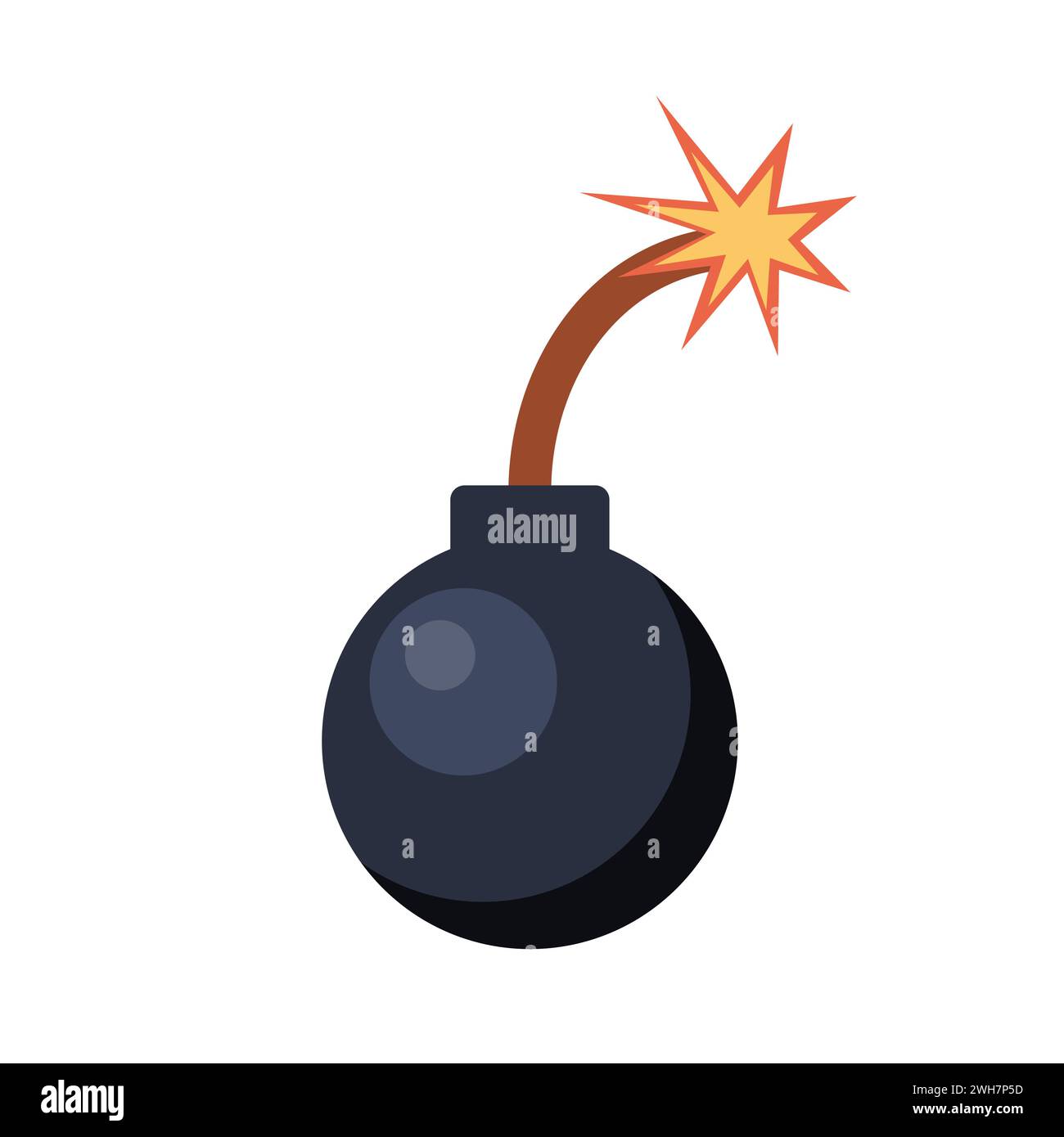 Cannonball with a fuse. Flaming bomb. Vector illustration Stock Vector