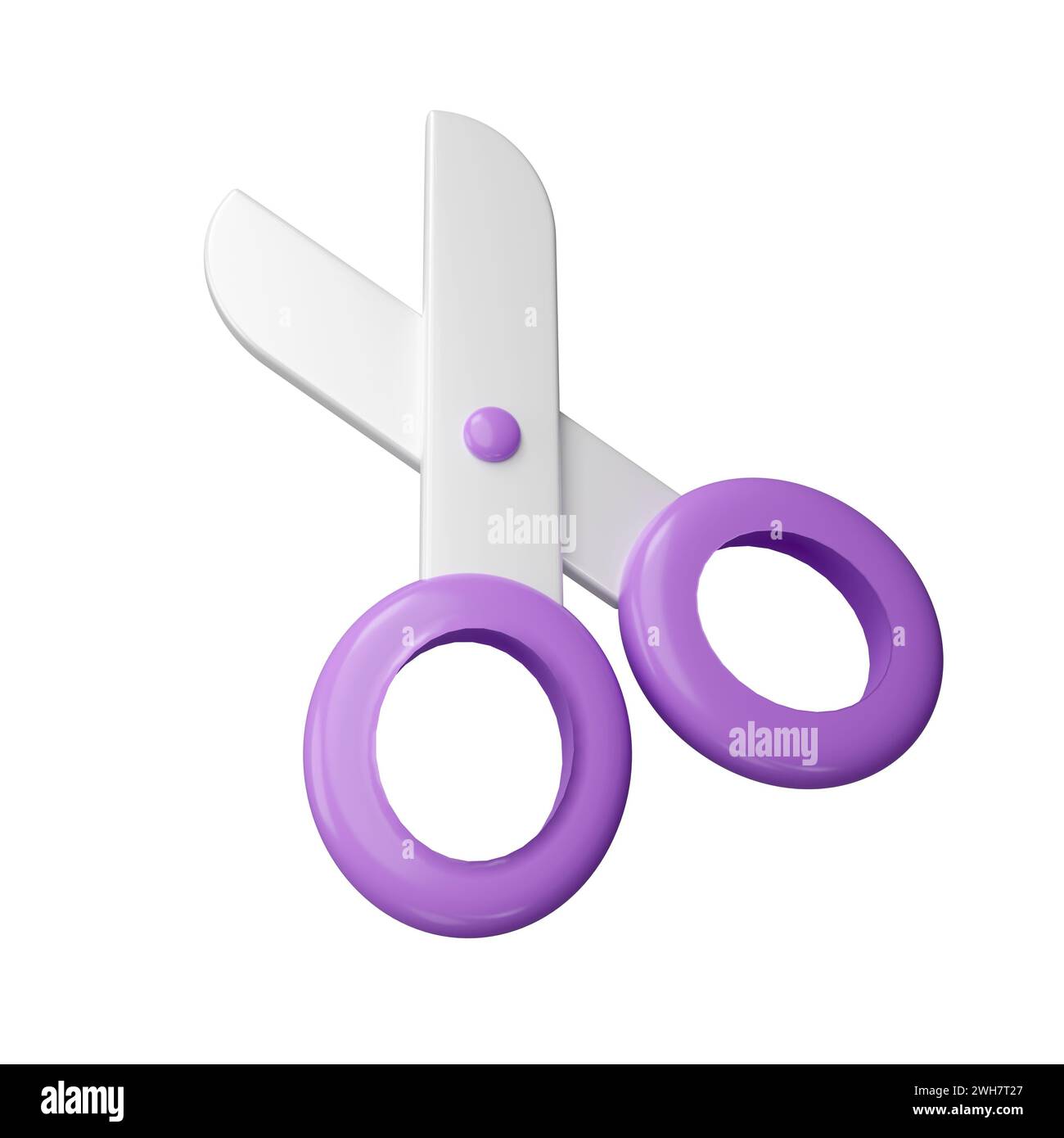 3d scissors. Education, medicine, hairdressing supplies, stationery. icon isolated on background, icon symbol clipping path. 3d render illustration Stock Photo