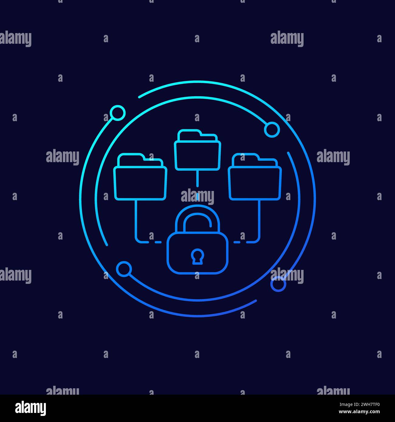 locked folders icon, linear design Stock Vector