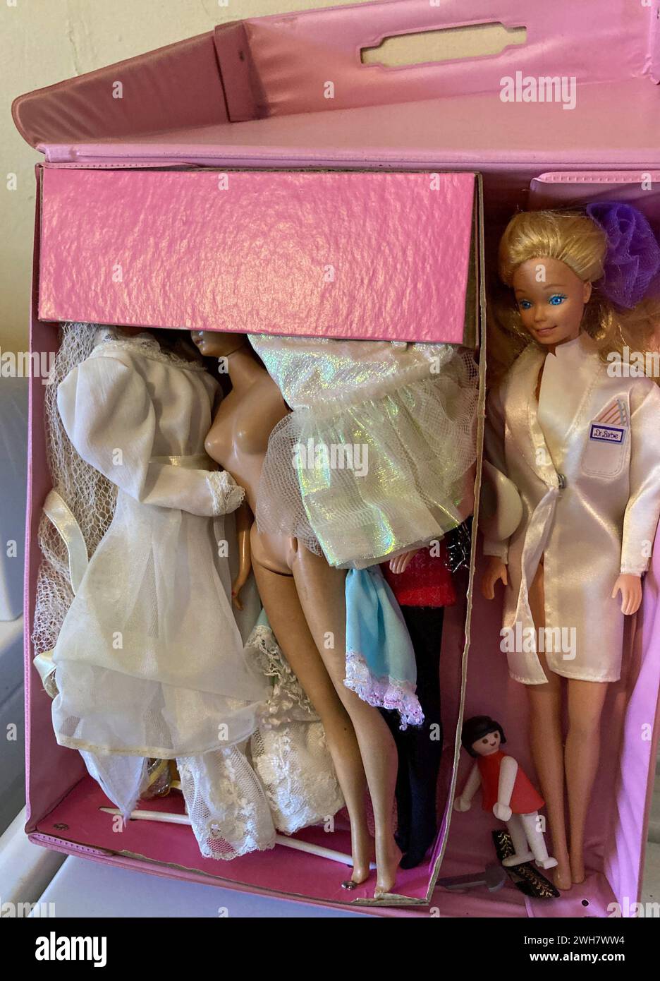 Vintage Barbie doll in pink case Stock Photo