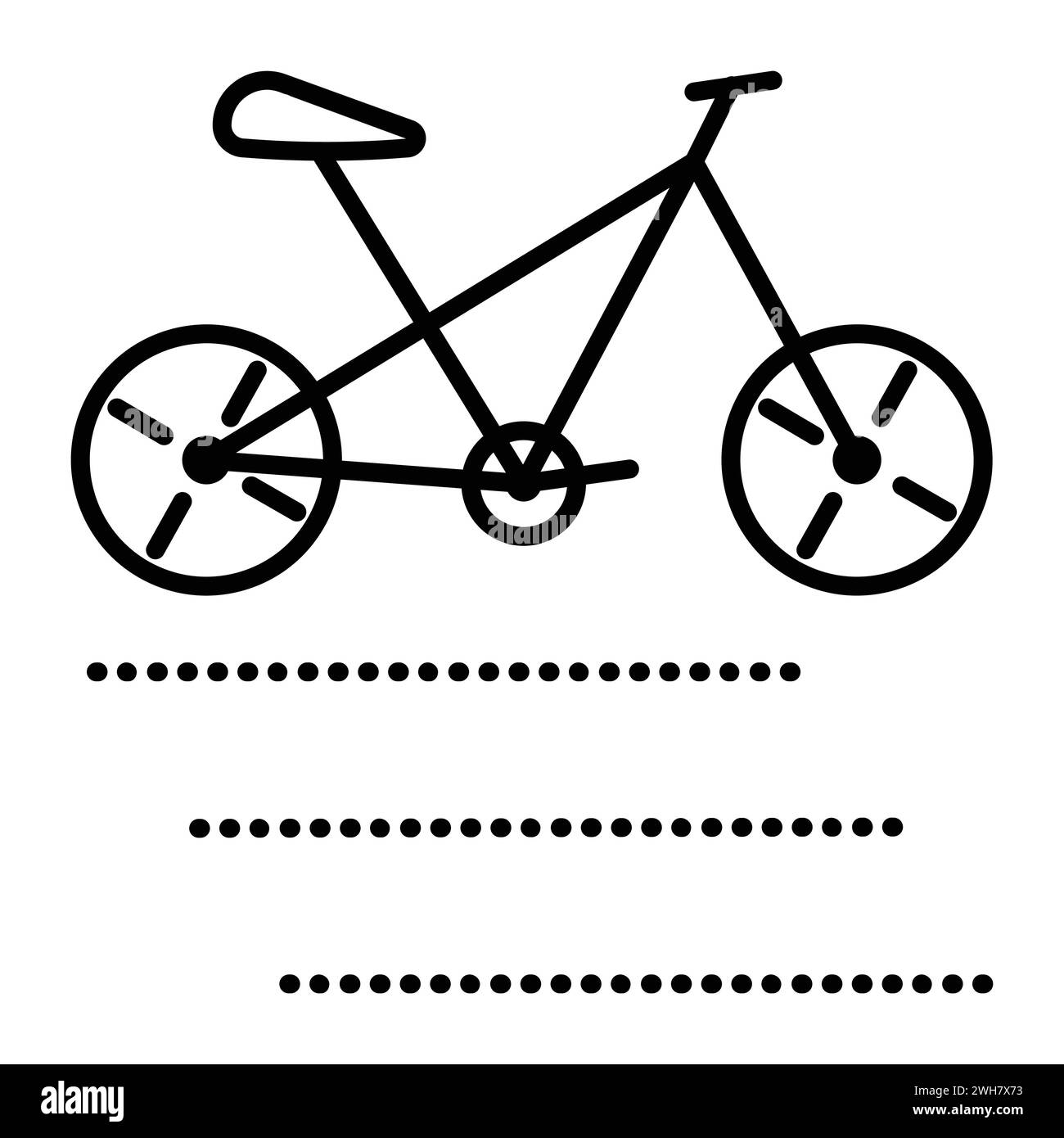 Single bicycle black line vector icon, bike sign, road and two-wheeled transport pictogram Stock Vector