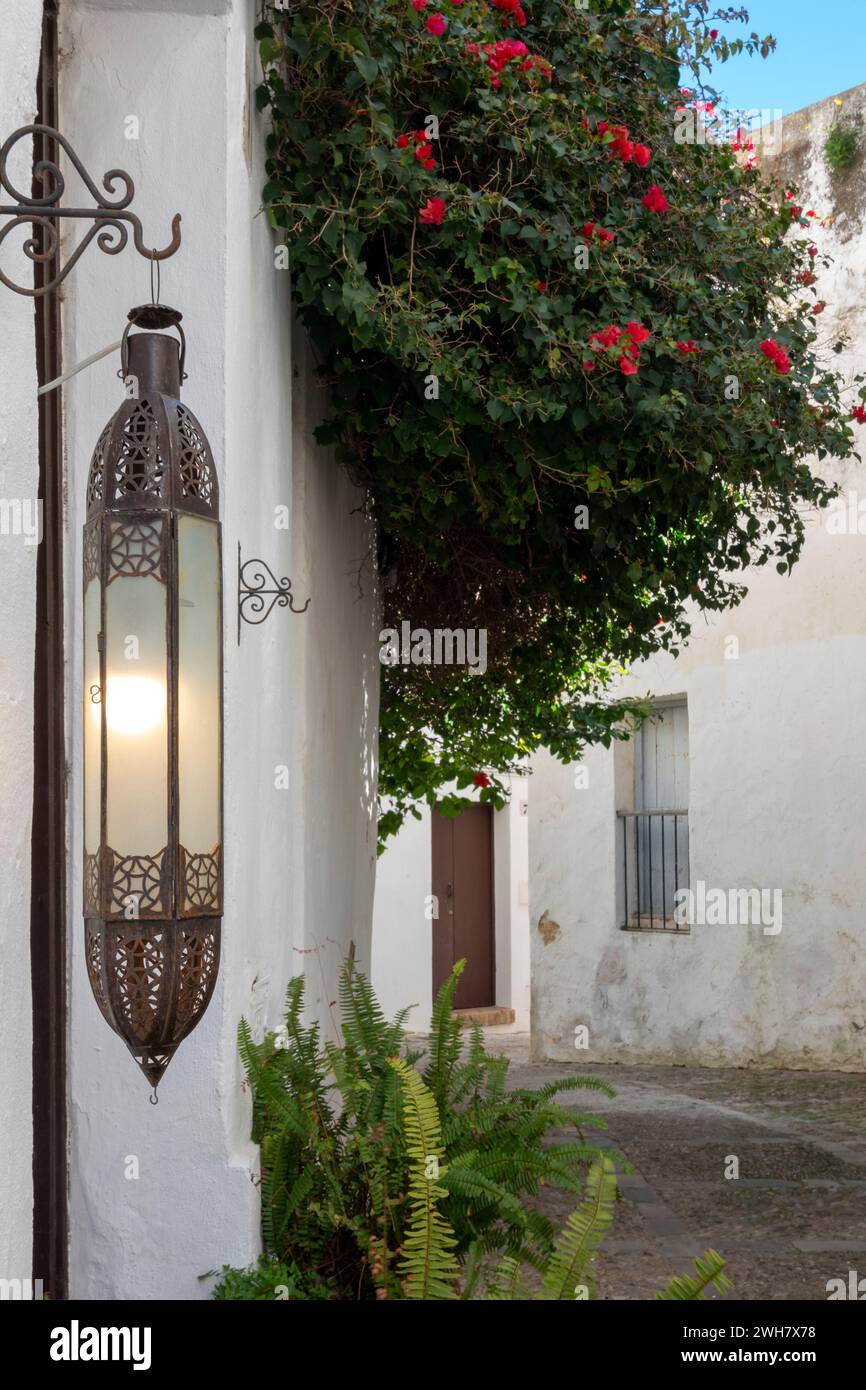 Picturesque street in Vejer de la Frontera, in the province of Cadiz, Andalusia, Spain. Stock Photo