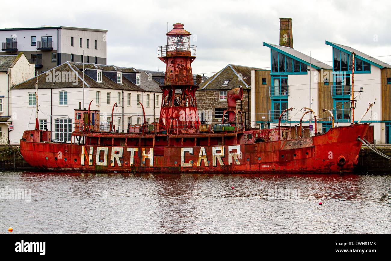 The last surviving Scottish lightship the North Carr is berthed at Dundee's Victoria Dock and is scheduled to be demolished in 2024, Scotland Stock Photo