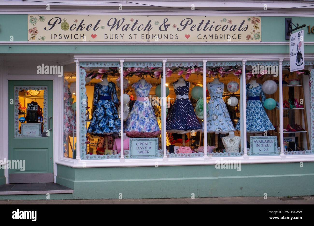 Pocket Watch & Petticoats Ladies clothes shop in Cambridge UK Stock