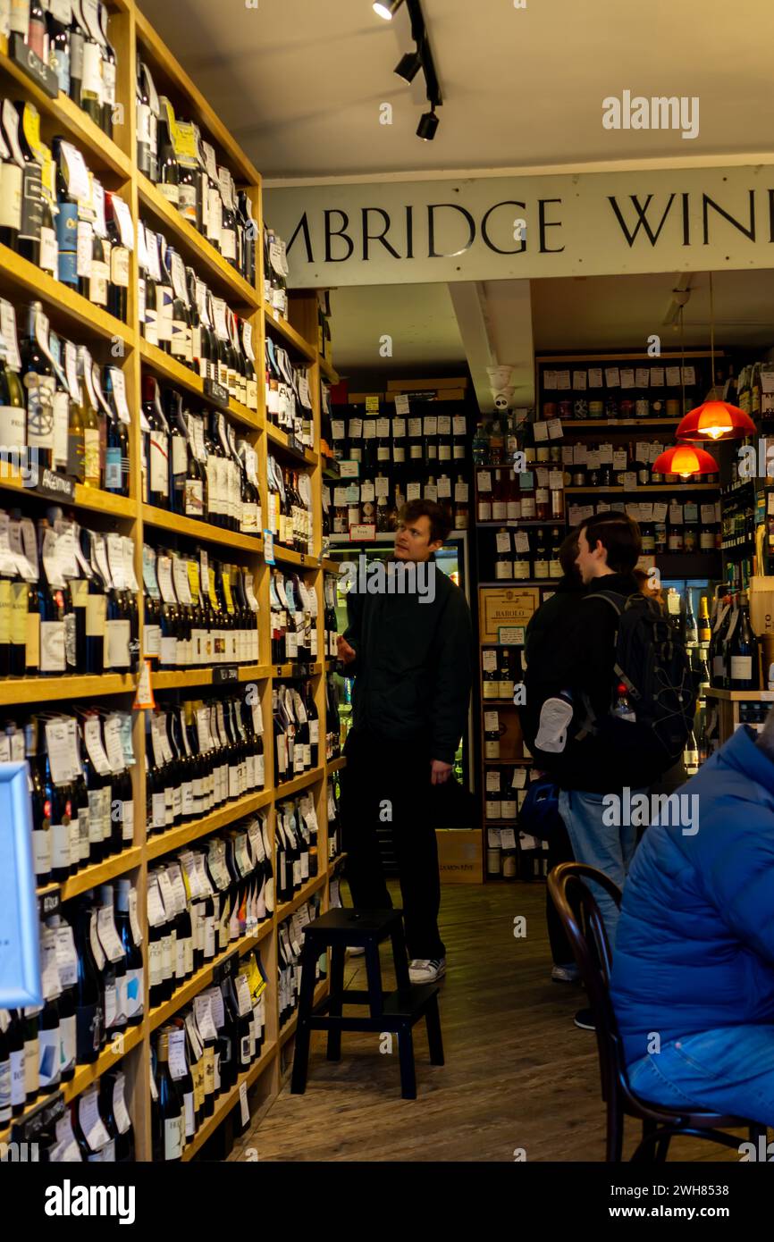 Interior of a wine shop in Cambridge UK Stock Photo