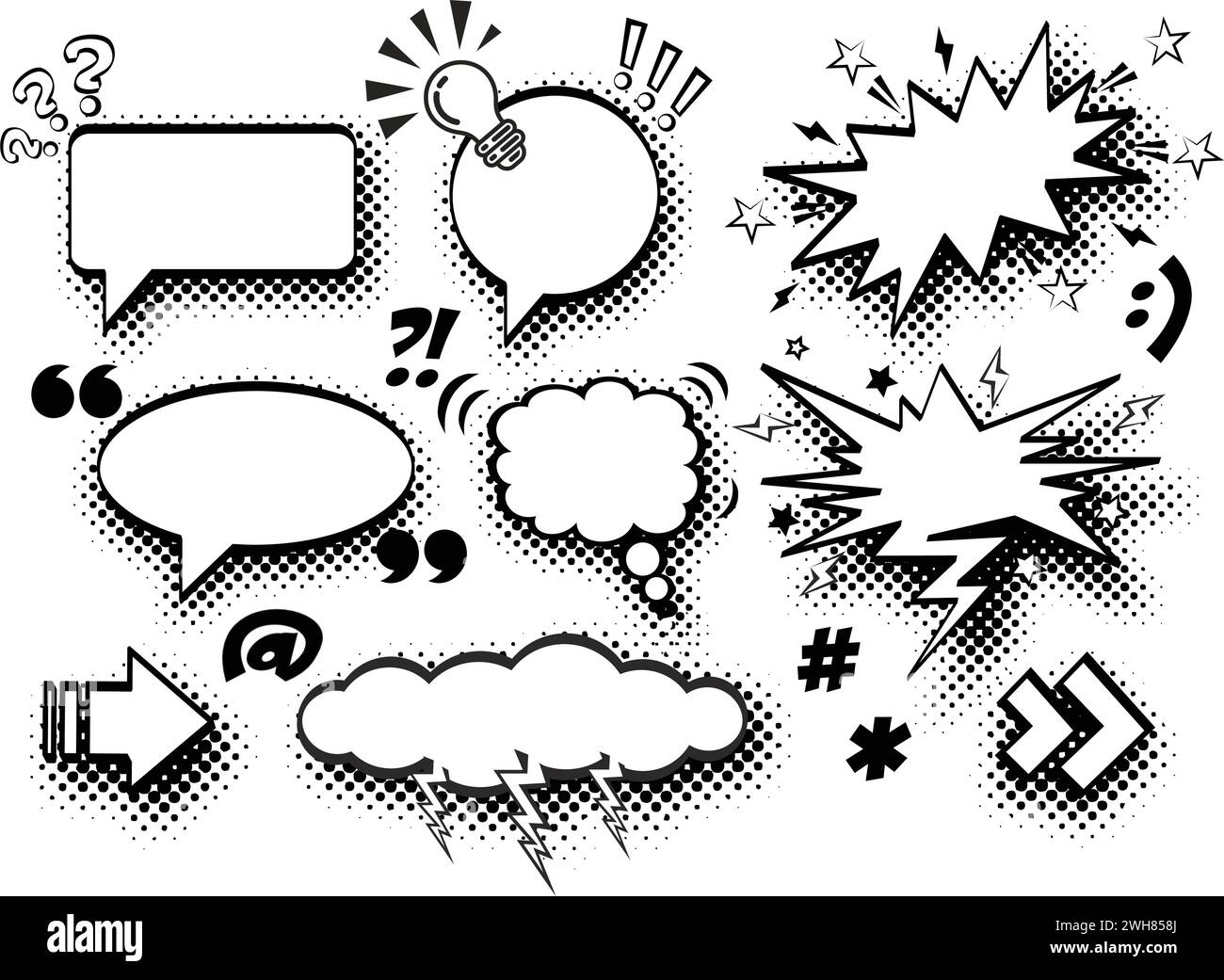 Speech bubble icon set in comic style. Vector on transparent background ...