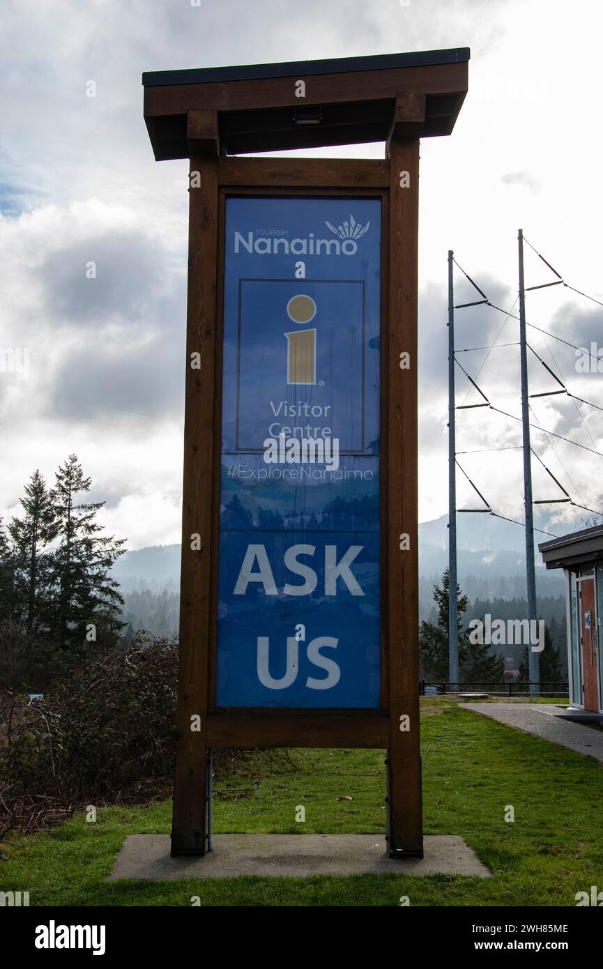 Ask Us sign at East Wellington Park in Nanaimo, British Columbia, Canada Stock Photo