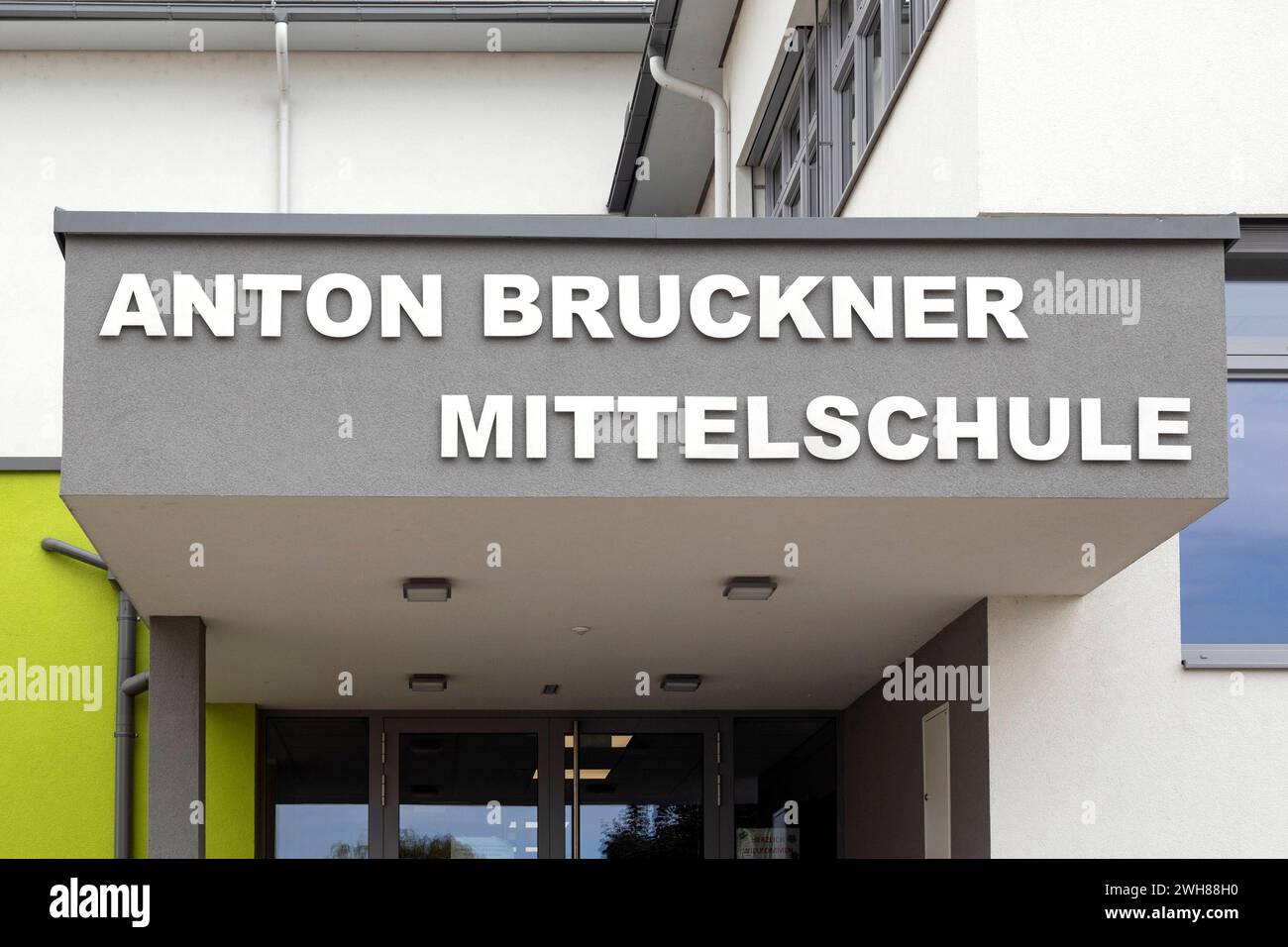 Anton Bruckner Middle School In Ansfelden, Upper Austria, Austria Stock Photo