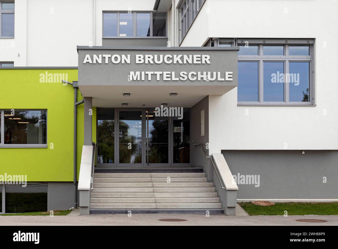 Anton Bruckner Middle School In Ansfelden, Upper Austria, Austria Stock Photo