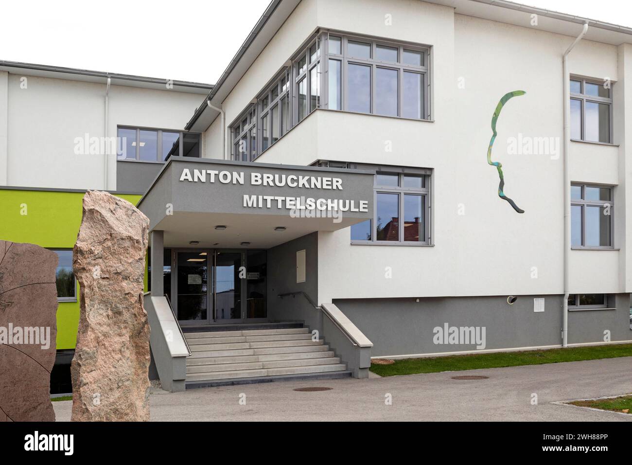 Anton Bruckner Middle School In Ansfelden, Upper Austria, Austria Stock Photo