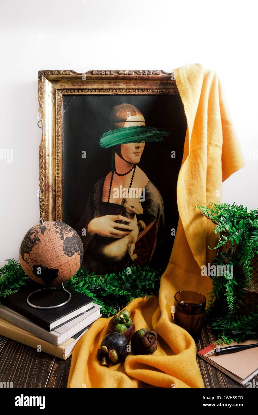 Stylish desk clutter inspired by lush Dutch stilllife paintings