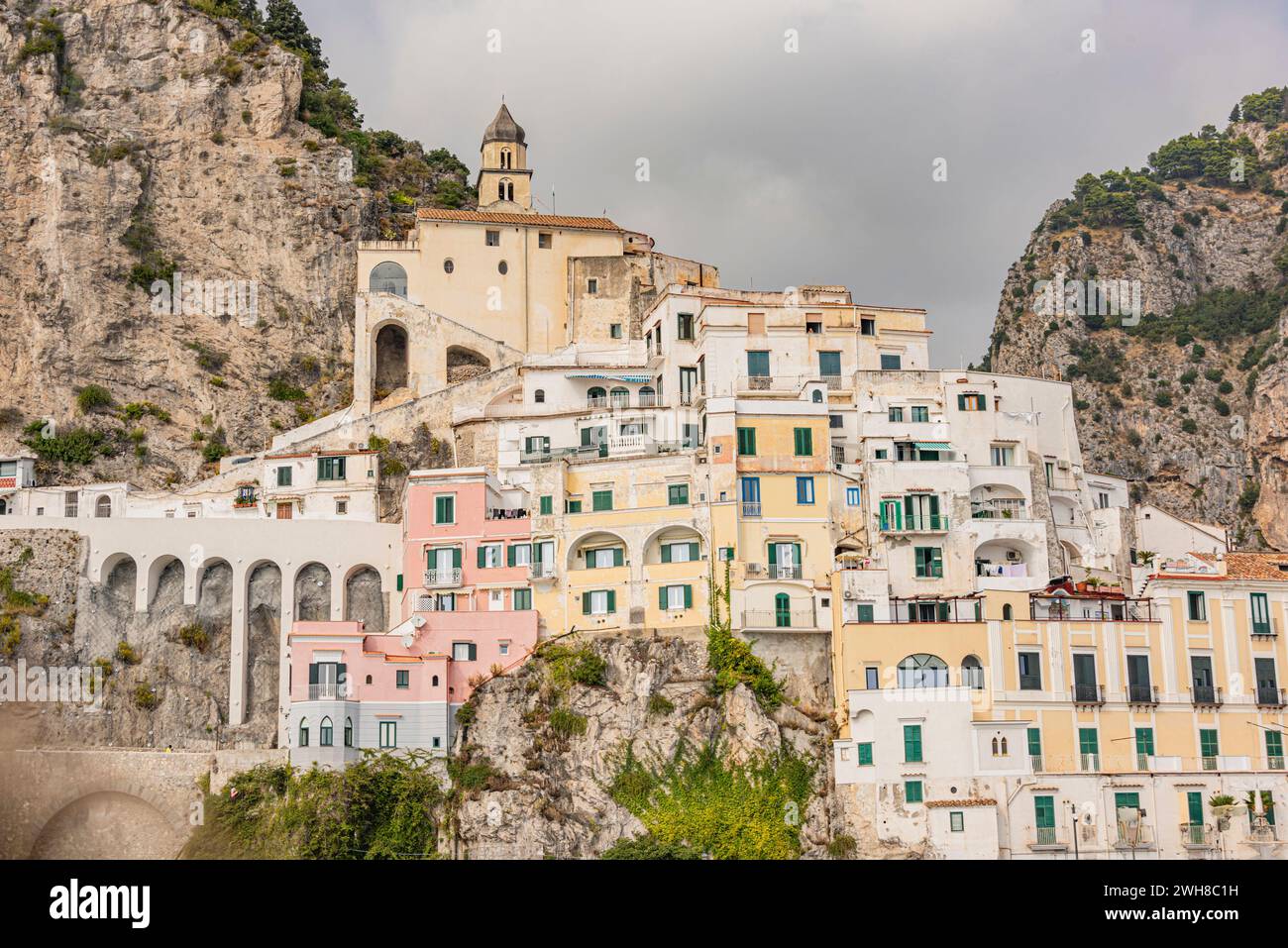 Leaving Positano for Amalfi by boat on the Amalfi coast, Campagnia, Italy Stock Photo