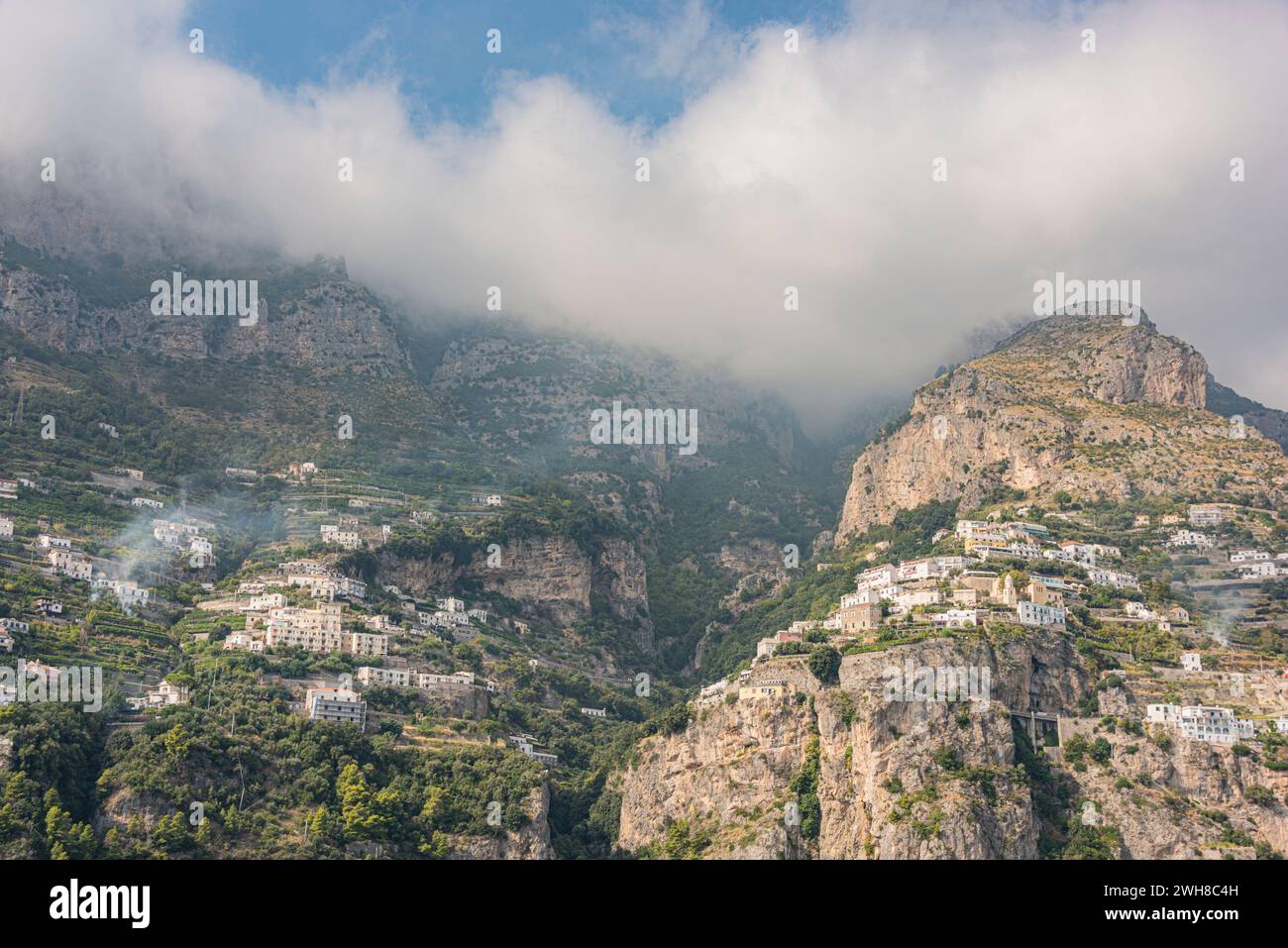 Leaving Positano for Amalfi by boat on the Amalfi coast, Campagnia, Italy Stock Photo