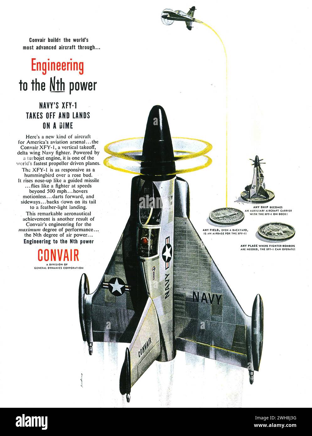 1959 Convair ad. 'Engineering to the Nth power.' Stock Photo