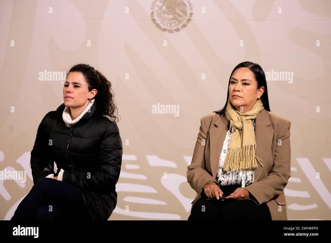 February 8 2024 Mexico City Mexico Secretary Of The Interior Luisa   February 8 2024 Mexico City Mexico Secretary Of The Interior Luisa Maria Alcalde And The Secretary Of Welfare Ariadna Montiel During The Briefing Conference At The National Palace On February 8 2024 In Mexico City Mexico Photo By Luis Barron Eyepix Groupsipa Usa 2WH8RFN 