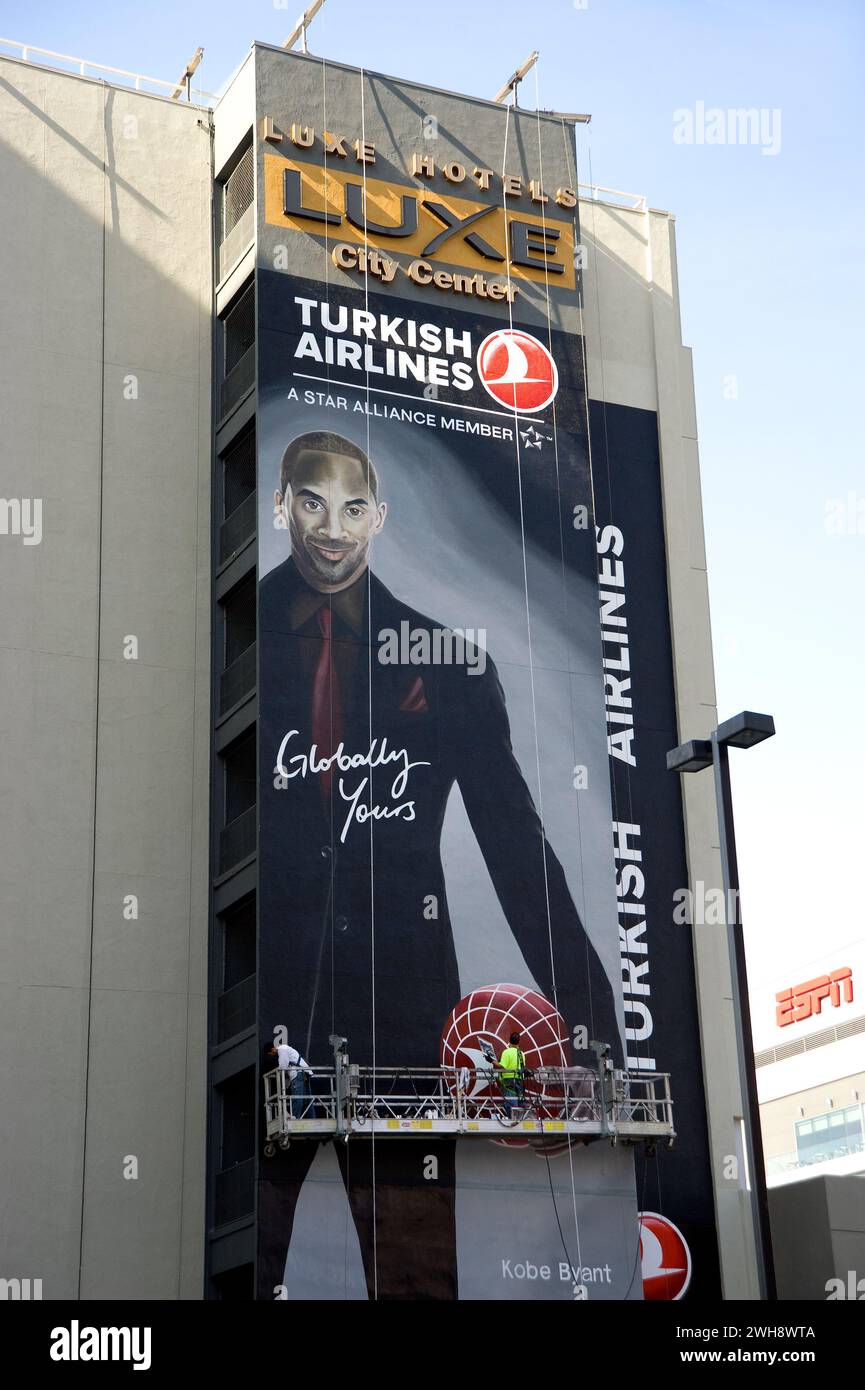 Kobe Bryant, Lakers, star, basketball, player, outdoor, advertising, billboard, sign, Turkish, airlines, Los Angeles, California, USA Stock Photo