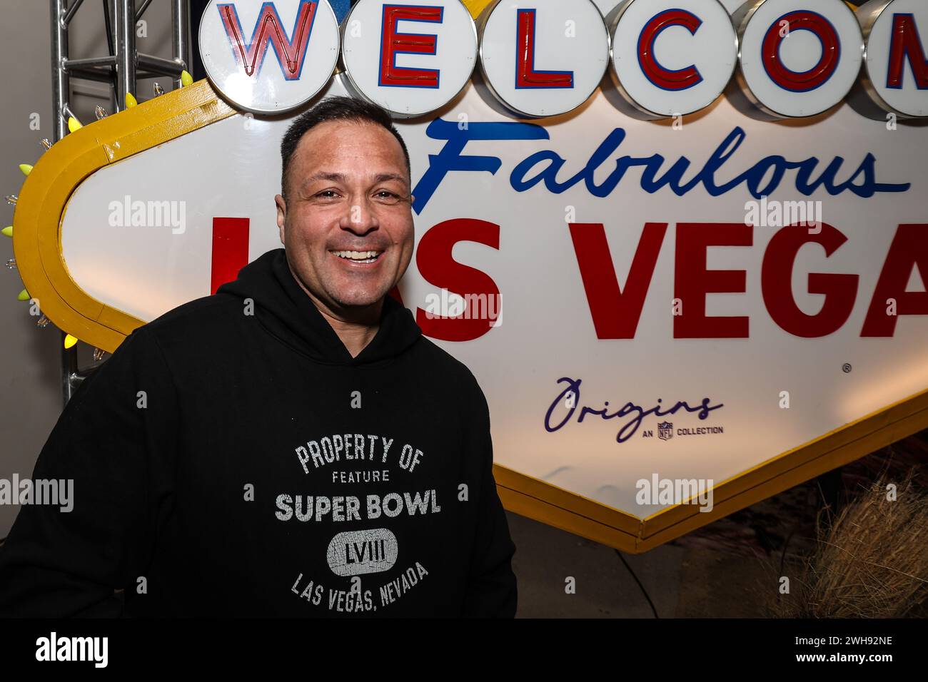 February 08, 2024: EJ Luera co-owner of Feature poses for a photo during the Origins: NFL Collection Launch Event in Las Vegas, NV. Christopher Trim/CSM. (Credit Image: © Christopher Trim/Cal Sport Media) Stock Photo