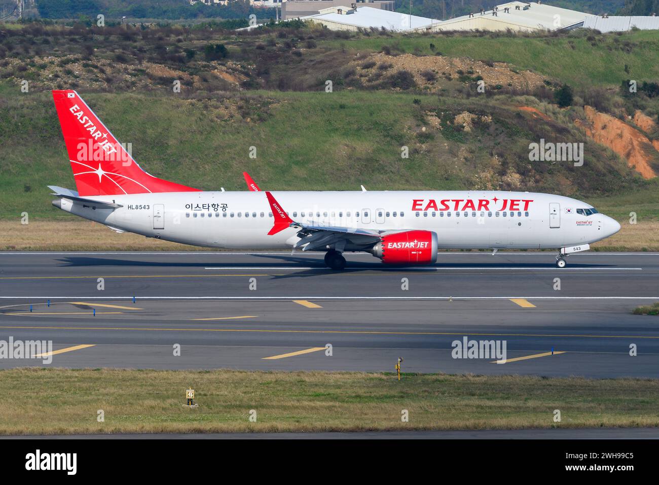 Eastar Jet airline Boeing 737 Max airplane. Boeing 737-8 Max aircraft of EastarJet. Stock Photo