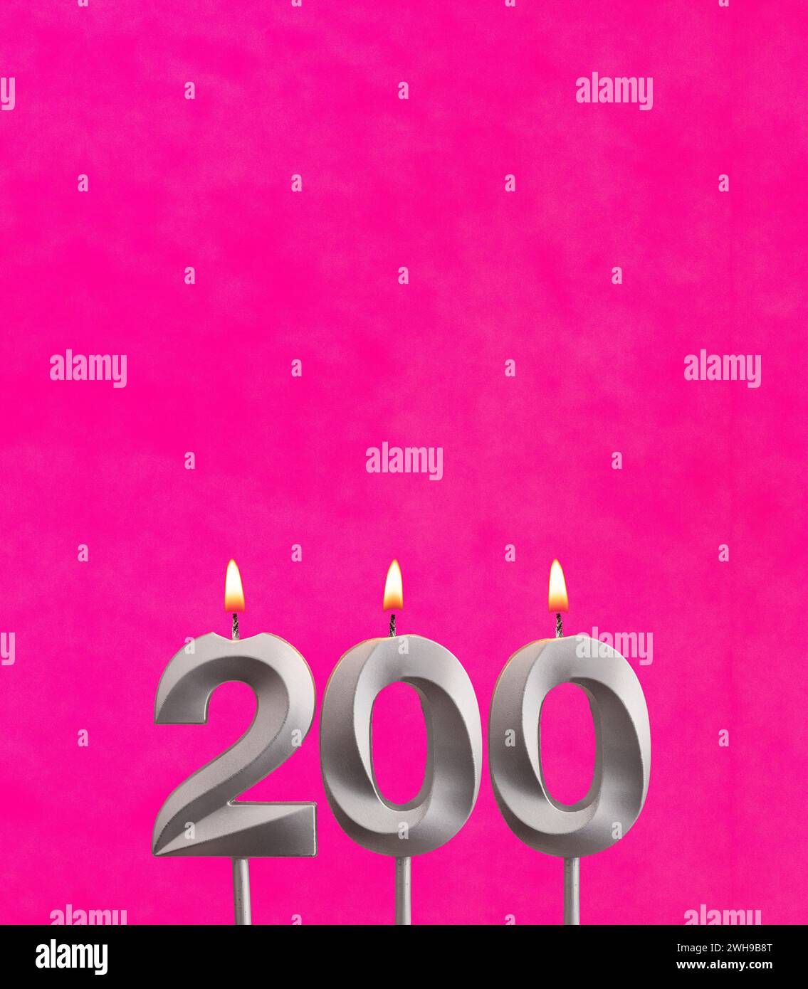 Number of followers or likes - Candle number 200 Stock Photo