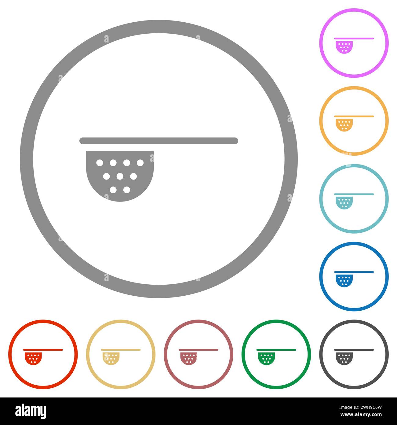 Tea stainer flat color icons in round outlines on white background ...