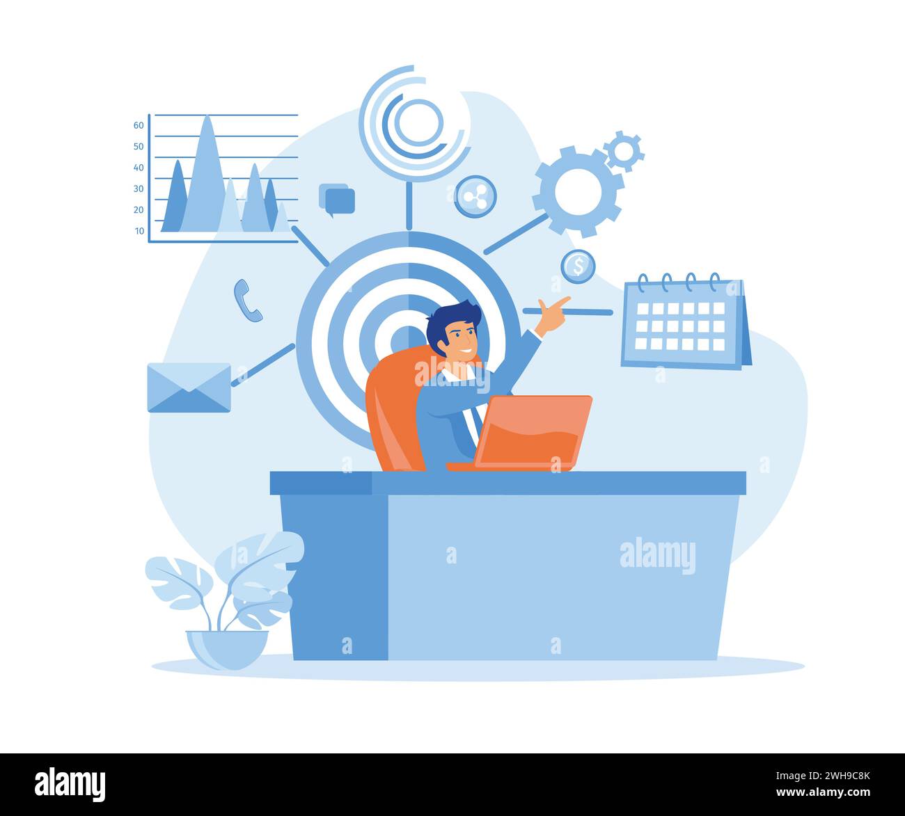 Performance tools and software solutions abstract concept vector illustration set. Business intelligence. flat vector modern illustration Stock Vector