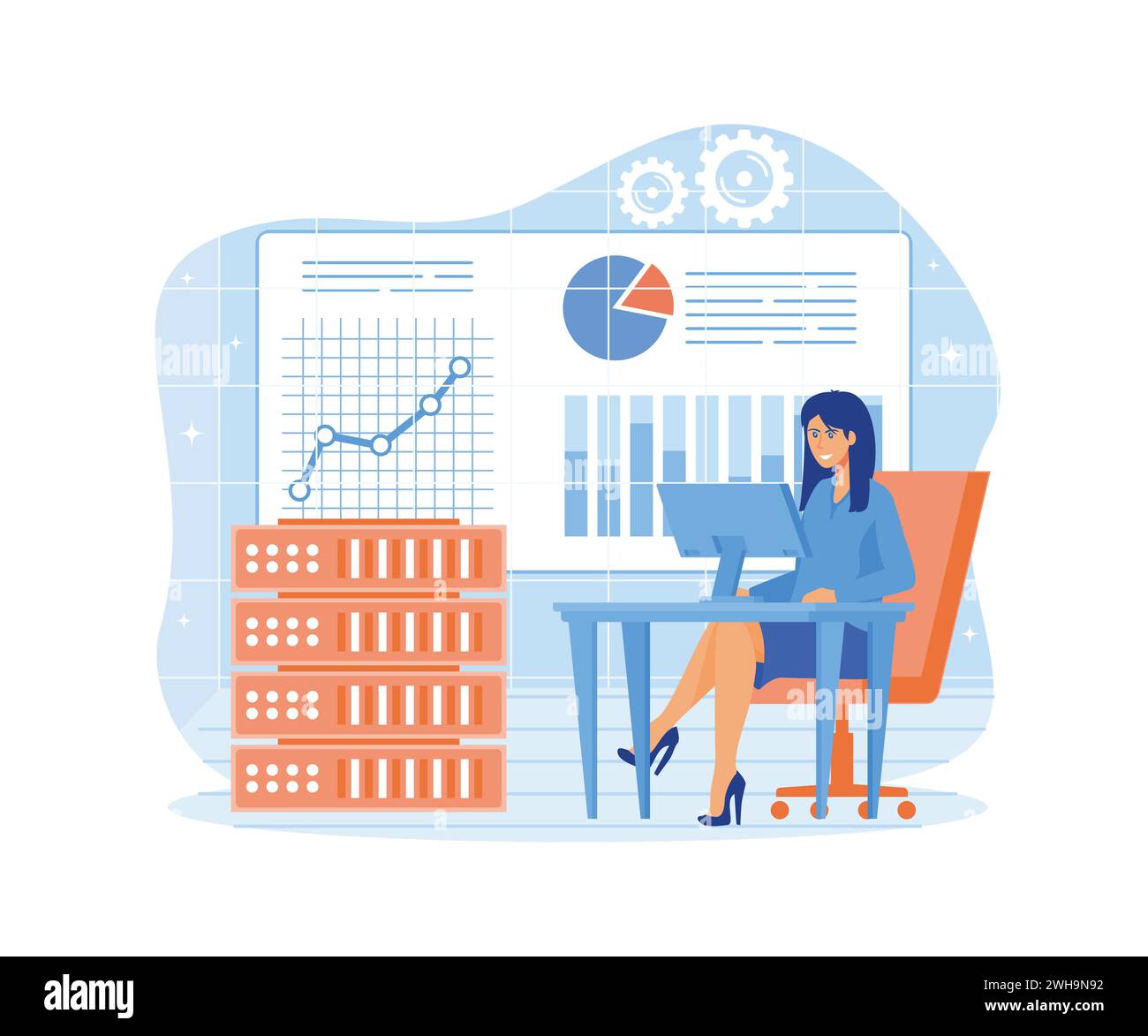 Analysis and data science concept. Big data, machine learning control ...