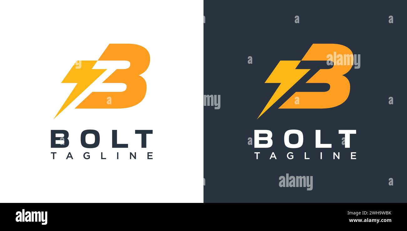 Letter B Bolt Logo Design Stock Vector