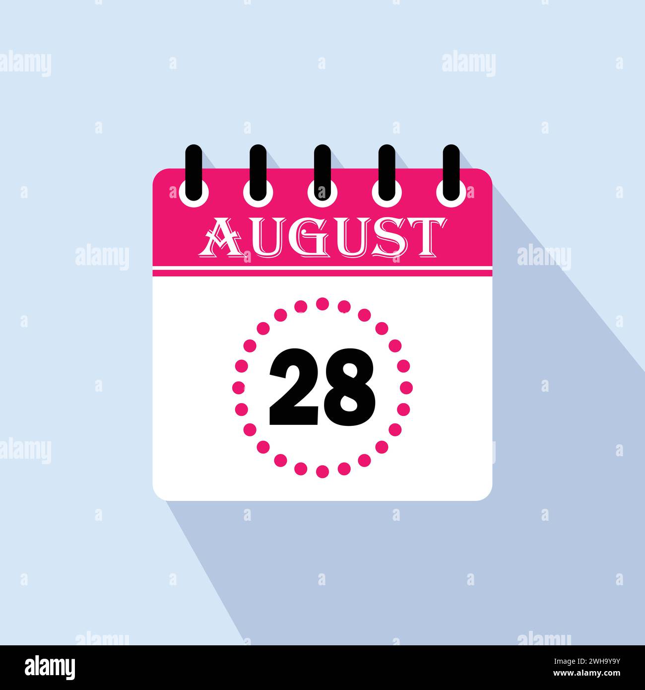 Icon calendar day 28 August. 28 days of the month, vector