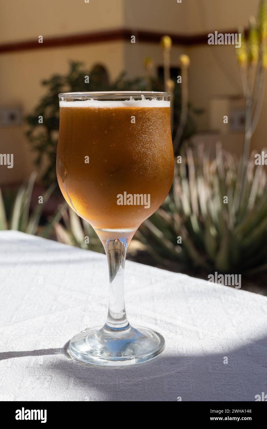 Lunch with cold beer in Spanish outdoor cafe, sunny day Stock Photo Alamy