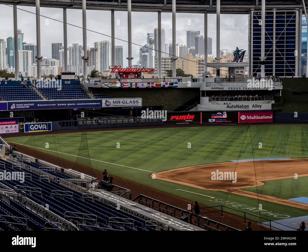 LoanDepot Park or Marlins Park baseball stadium in Lit…