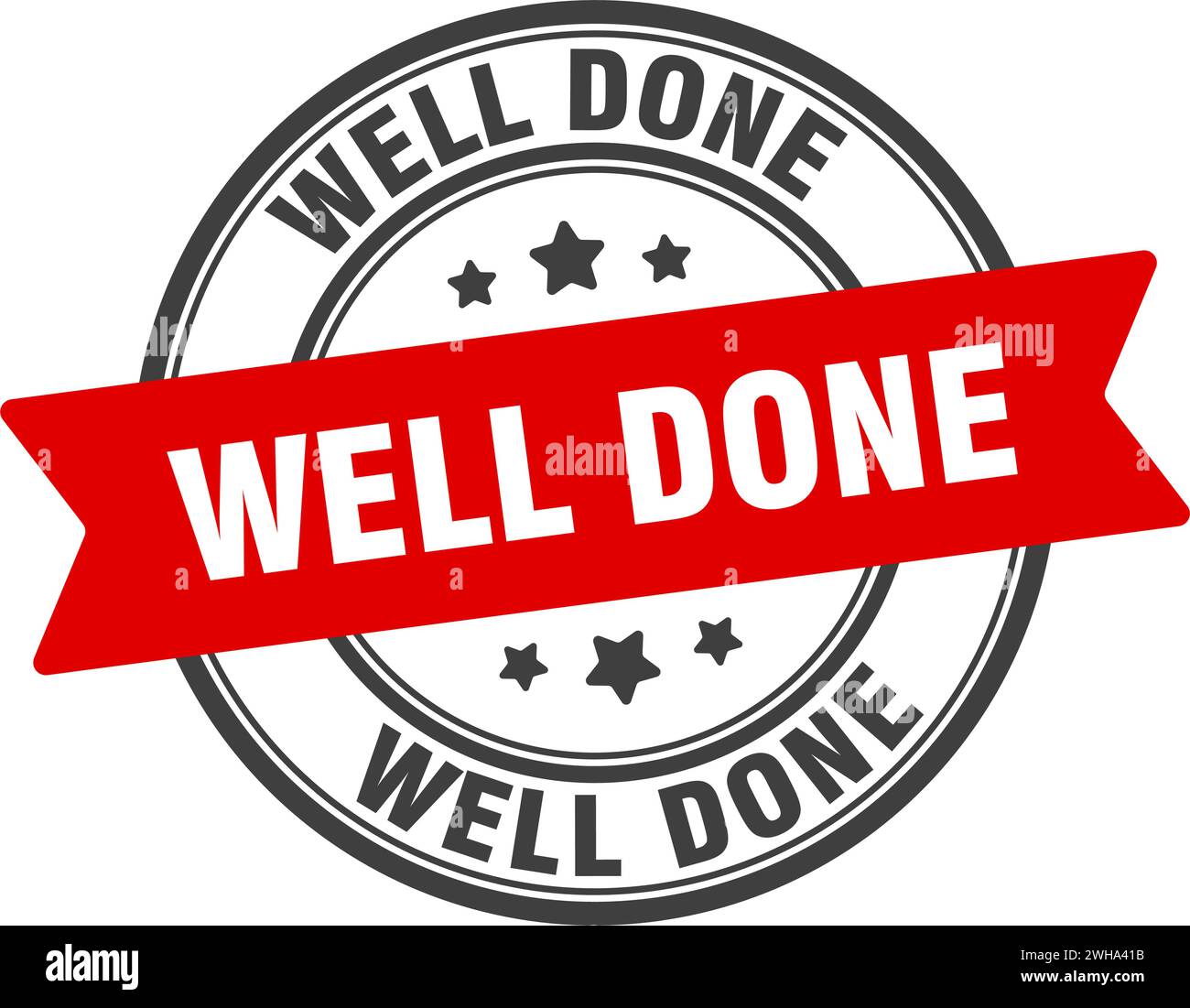 well done stamp. well done round sign. label on transparent background Stock Vector