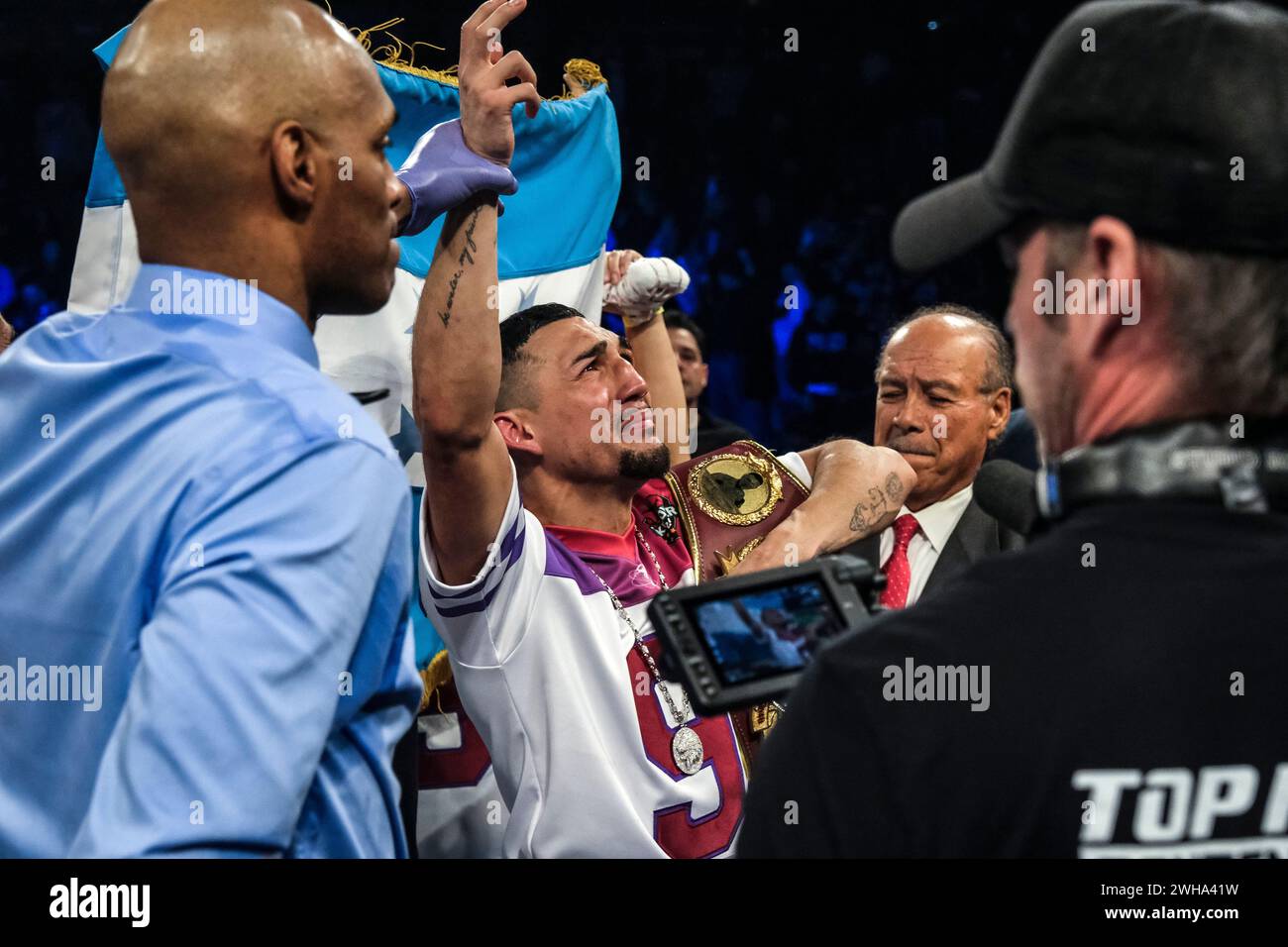 Las Vegas, Nevada, USA. 8th Feb, 2024. TEOFIMO LOPEZ gets emotional and