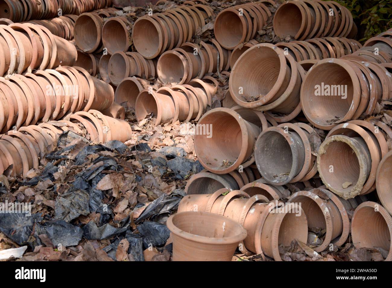 clay pots in Sunder Nursery Delhi’s Heritage Park Stock Photo