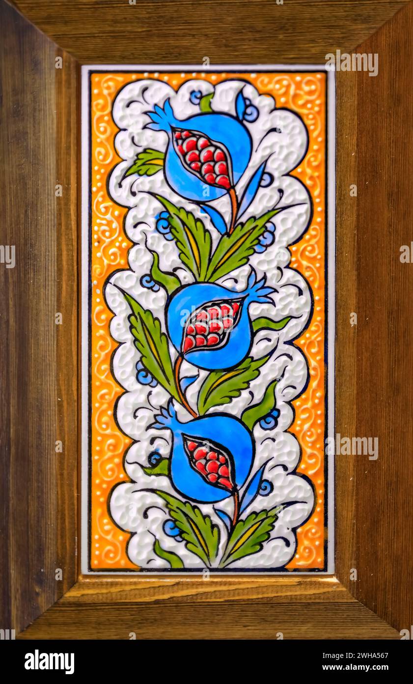 Handmade Turkish Ceramic Tile With Frame - Iznik Ceramic Tile Panel - Life Of Tree Design - Hand Painted - outlet Wall Hanging