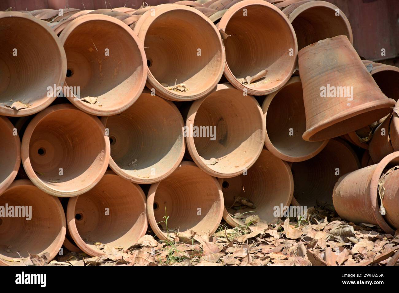 clay pots in Sunder Nursery Delhi’s Heritage Park Stock Photo