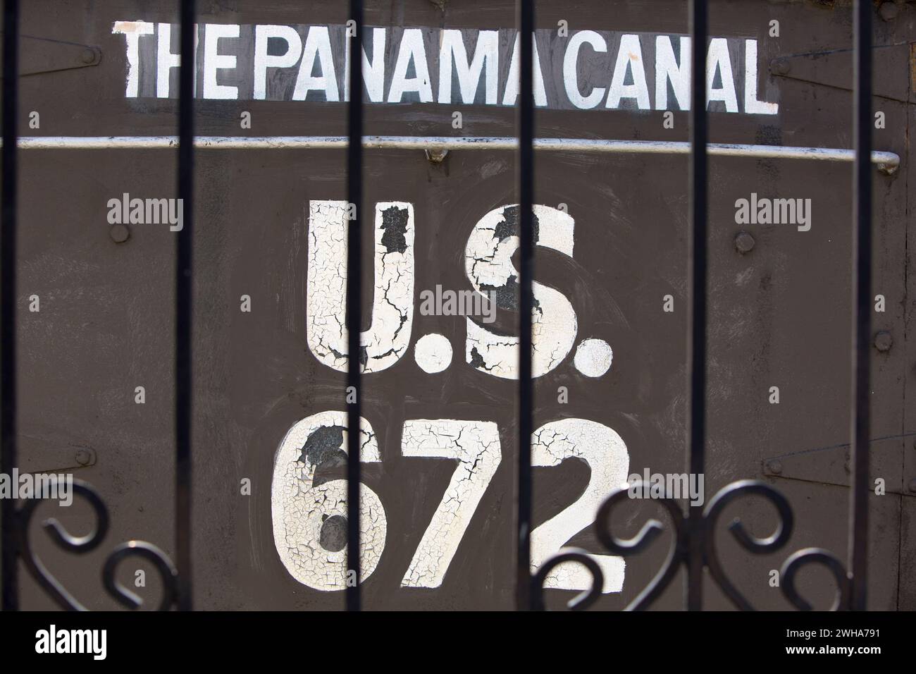 Rust Container. Sign Sign on old rusted shipping container with Panama Canal, Panama, 2014 ...