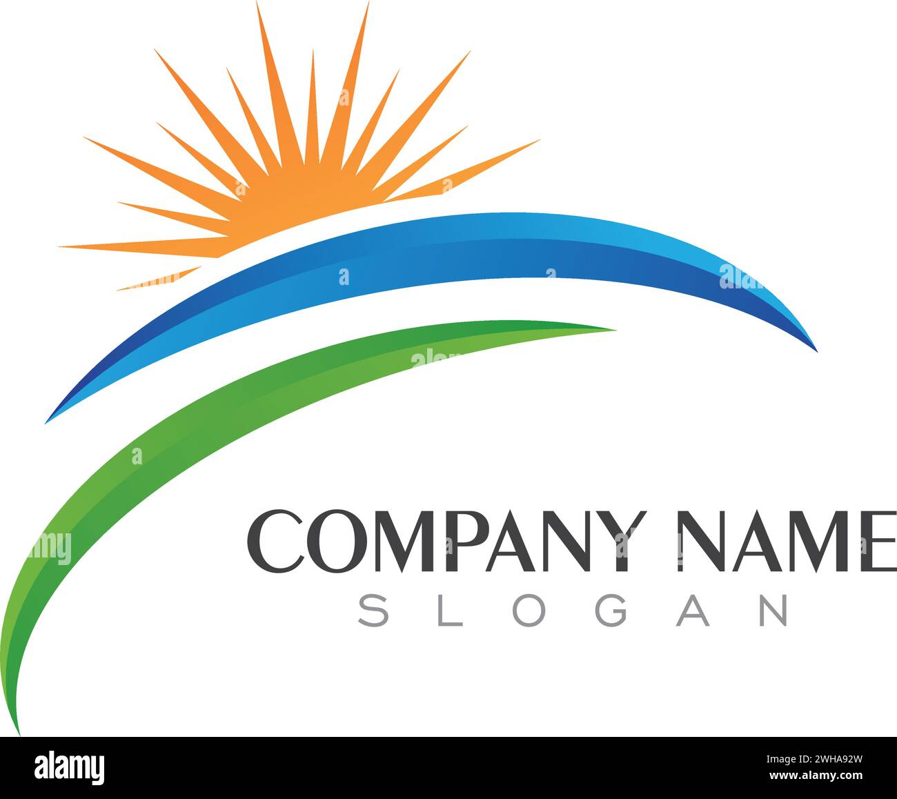 Vector illustration Icon Logo Template Sun over horizon Stock Vector ...
