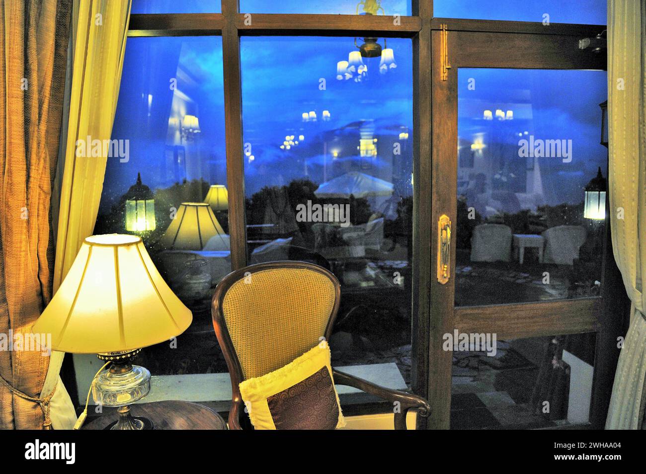 Lobby Lounge Room, Elgin Mount Pandim Hotel, Pemayangtse, Pelling, Sikkim, India, Asia Stock Photo