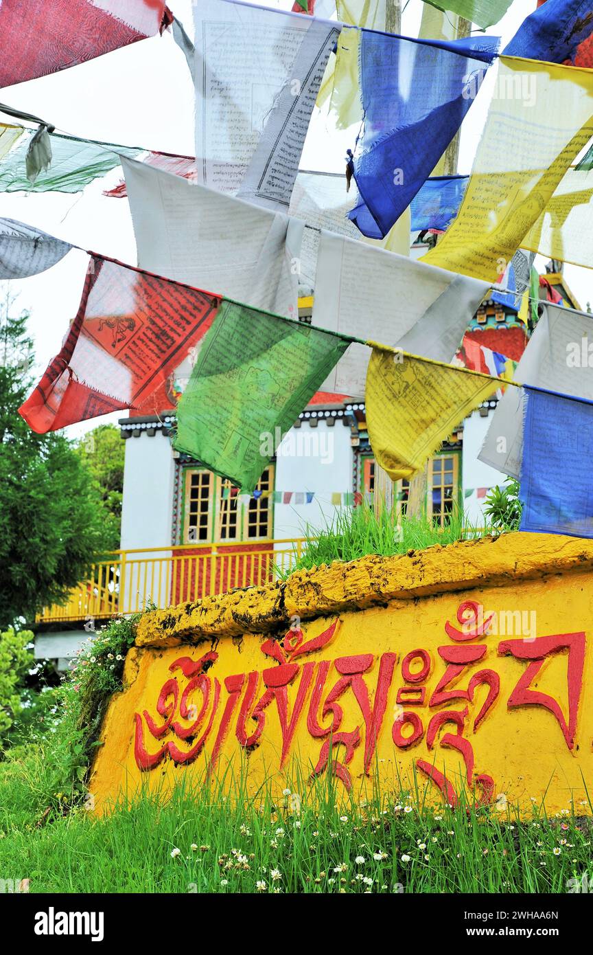 Prayer Flags, Pemayangtsi Buddhist Monastery, Pemayangtse, Pelling, Sikkim, India, Asia Stock Photo