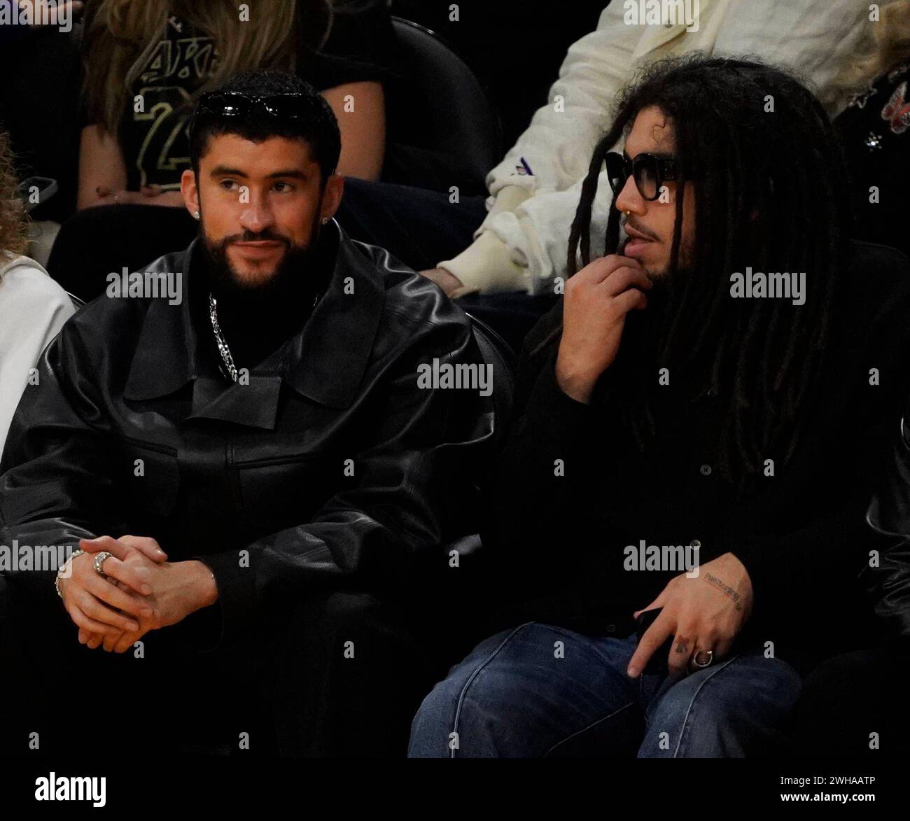 Bad Bunny at the Los Angeles Lakers vs The Denver Nuggets Basketball Game  at Crypto.com Arena on February 08, 2024 in Los Angeles, California Bad  Bunny at the Los Angeles Lakers vs