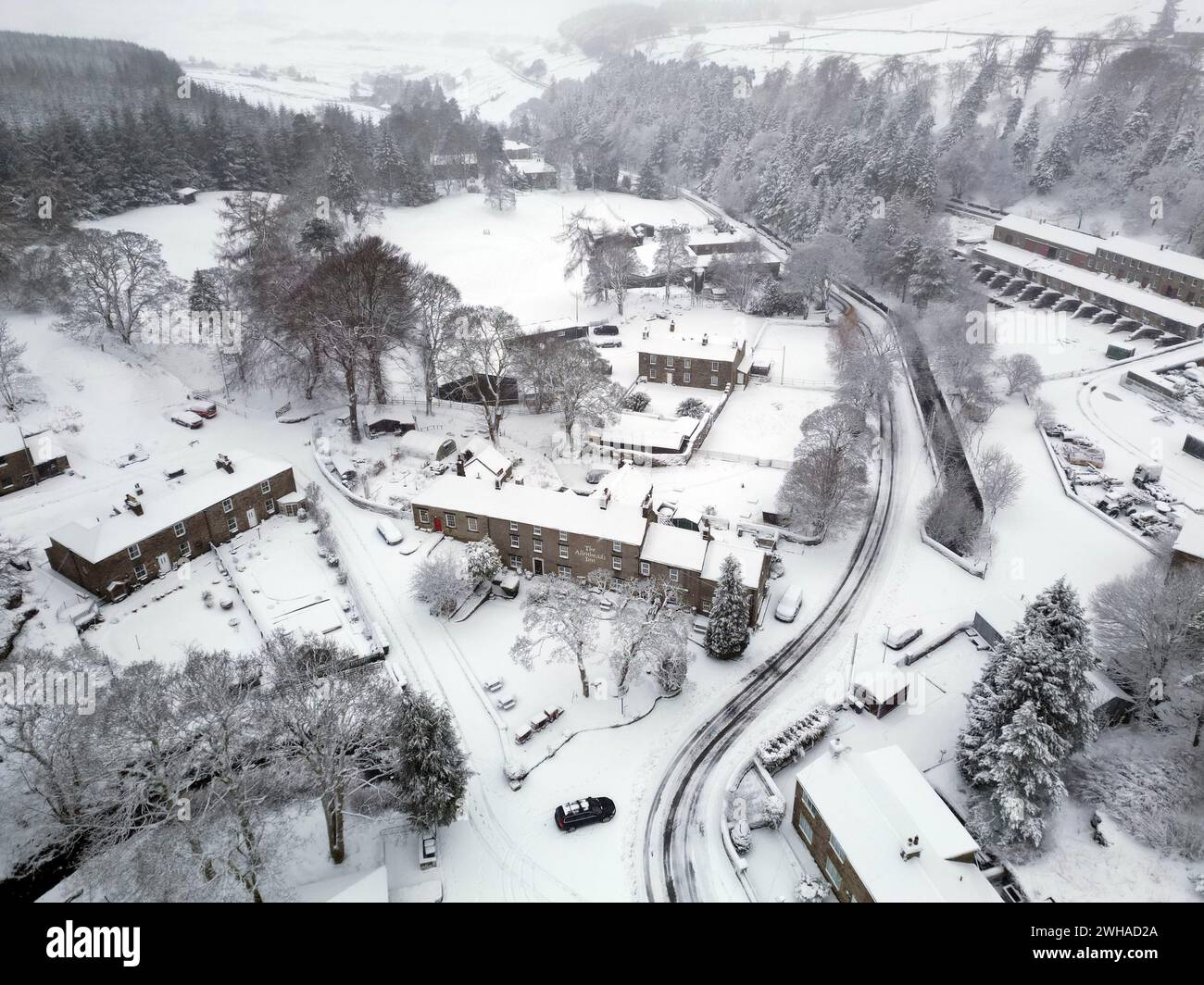 Heavy snow in Allenheads, Northumberland. More snow, ice and rain is on the way for the UK after schools were shut and travel disrupted amid weather warnings. Picture date: Friday February 9, 2024. Stock Photo