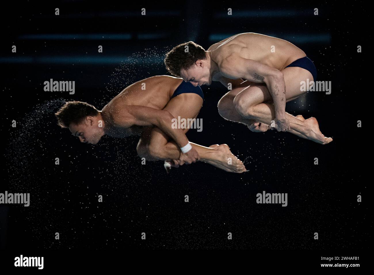 Doha, Qatar. 08th Feb, 2024. Silver medal winners Thomas Daley and Noah