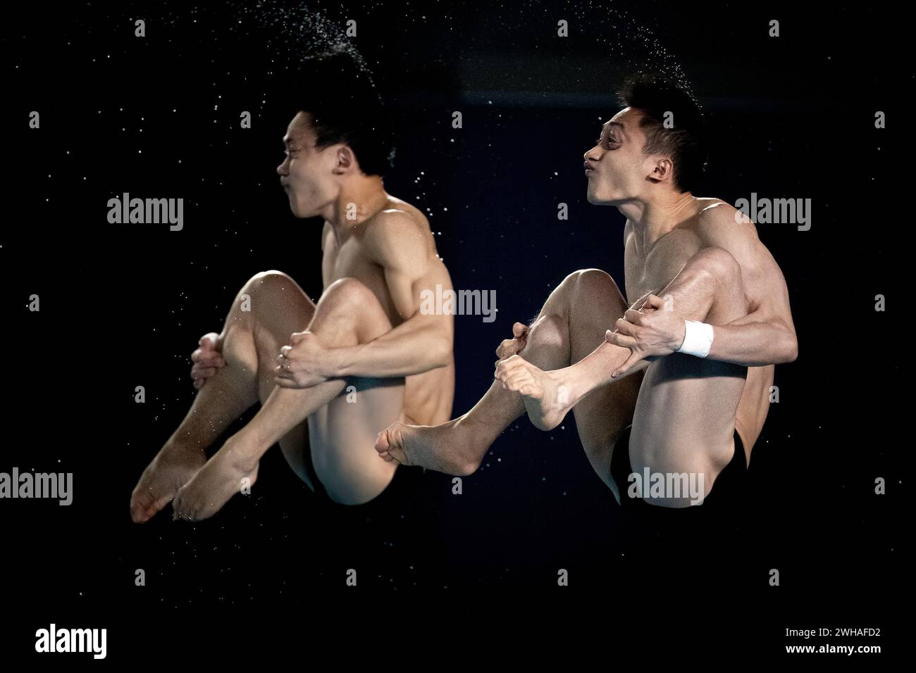 Doha, Qatar. 08th Feb, 2024. Gold medal winners Junjie Lian and Hao