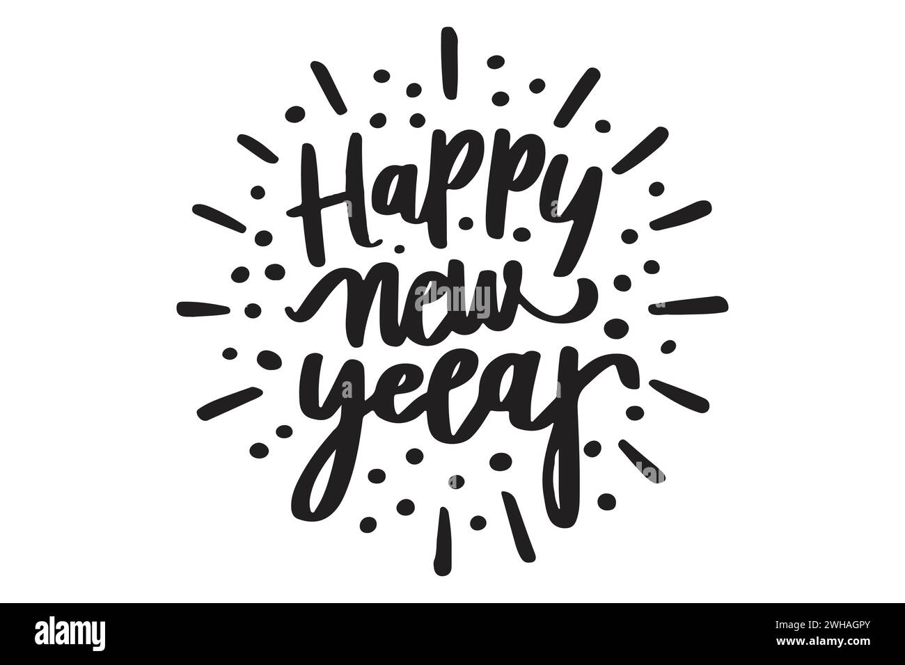 Happy New Year Stylish Typographic Text White Background Inscription Stock Vector Image And Art