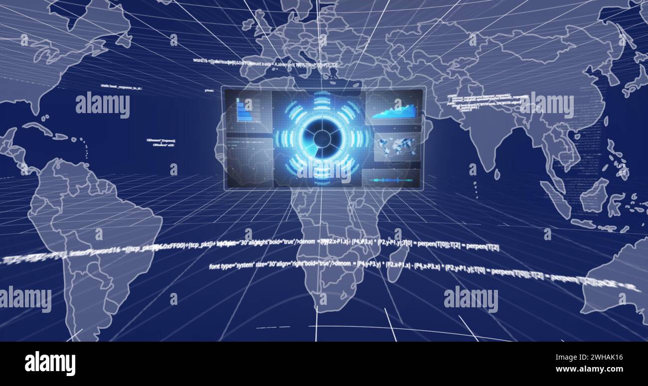 Image of computing data processing over world map Stock Photo - Alamy